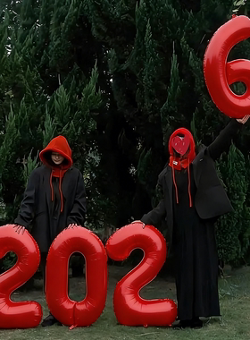 2026数字气球元旦新年装饰跨年手持气球创意拍照道具合影写真摄影