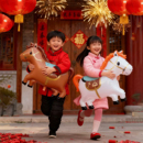 元 饰幼儿园表演拍照儿童马年手持道具充气用品 旦新年小马气球装
