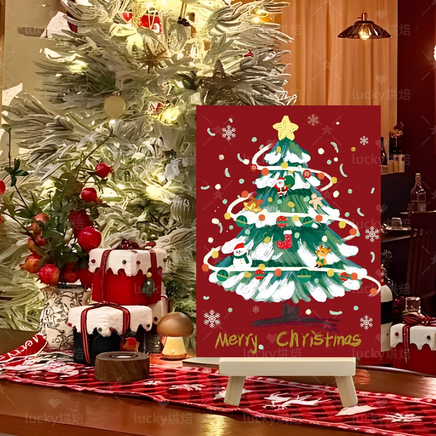 圣诞节桌面摆件装饰圣诞树店铺珠宝咖啡店拍照道具场景氛围感布置