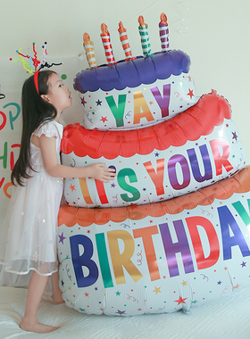 生日蛋糕数字气球儿童周岁派对氛围仪式感场景装饰布置用品男女孩
