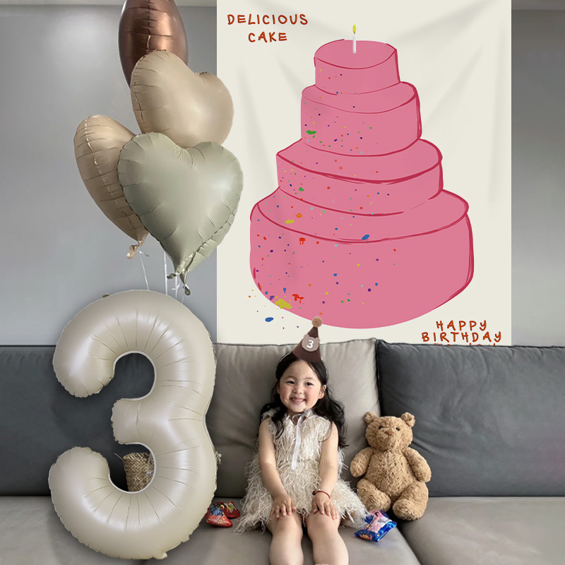 生日派对蛋糕挂布背景墙装饰布置