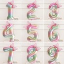 彩色数字气球装 感场景布置氛围家里拍照道具 饰小女孩周岁生日仪式