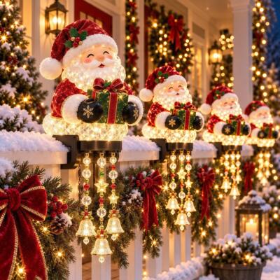 圣诞门廊栏杆灯铃铛庭院圣诞节跨境爆款Christmas Porch Railing