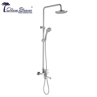 爱华304不锈钢花洒套装 全铜顶喷淋浴冲凉升降冷热三联水龙头5020L