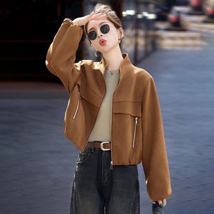 2025夹克韩系外套新款休闲时尚宽松百搭小个子短款上衣立领外套女