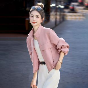 立领外套女小个子春秋季 韩系通勤休闲宽松百搭上衣外套女 2025新款