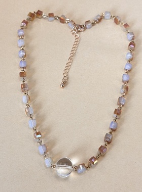 欧美饰品轻奢时尚高级感气质短款项链小众设计琉璃水晶女颈链首饰