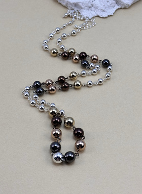 欧美饰品镀金项链女圆珠子毛衣链长款百搭气质高级感