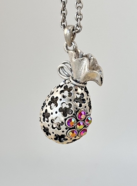 韩版秋冬幸运钱袋长款水晶项链