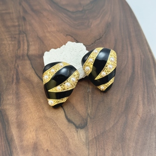 欧美饰品复古夸张珐琅滴油珍珠925银针耳钉中古宫廷耳饰时尚新款