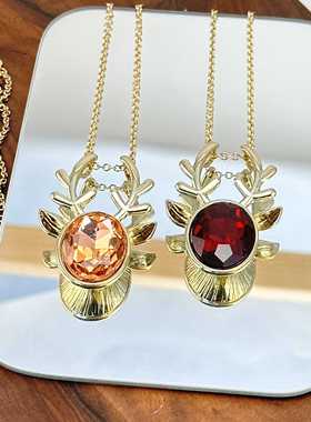 欧美复古饰品高级感轻奢小众设计琉璃夸张麋鹿长款项链女毛衣链