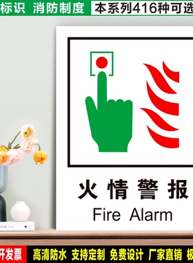 火情警报 防水带胶贴纸硬质PVC牌车间检查验厂消防安全标识 XF005