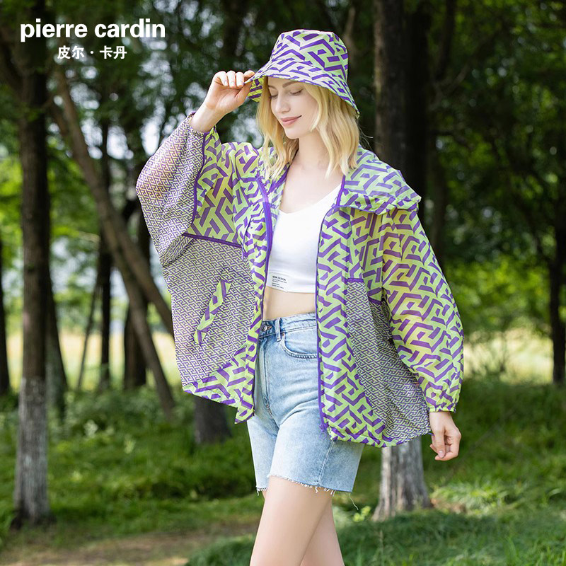 皮尔卡丹高档防晒衣女2023新款夏季时尚蝙蝠袖印花宽松连帽防晒服怎么样,好用不?