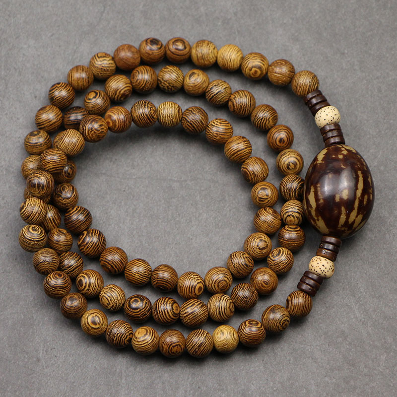 中短款鸡翅木项链男女情侣挂件虎斑菩提配饰古风文艺装饰毛衣链