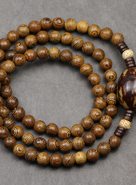 虎斑菩提吊坠鸡翅木中短款挂件