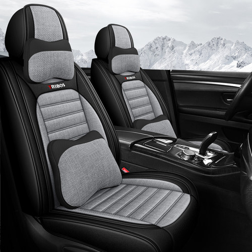 四季通用透气亚麻布艺全包围座套