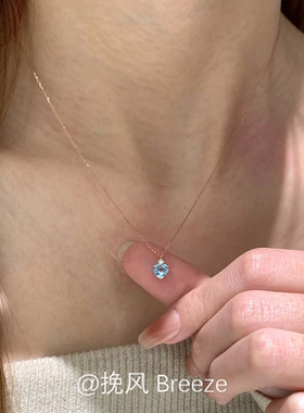 S925银蓝色爱心锆石项链2025新款清冷感韩系精致锁骨链高级感颈链