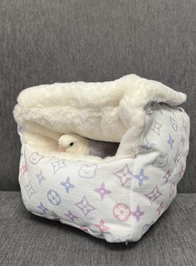 冬款保暖棉窝仿兔毛加厚异宠蜜袋鼯仓鼠小宠金丝熊鹦鹉鸟松鼠方窝