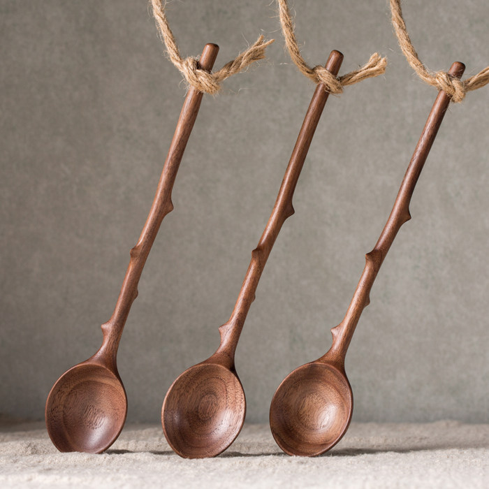 玫瑰之吻【不二木作】手工木艺勺子北美进口黑胡桃木木质木勺设计