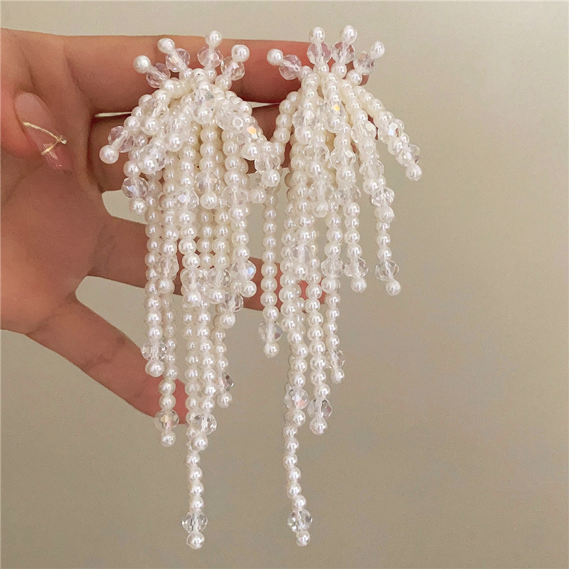 珍珠物语~法式复古串珠花朵夸张耳环 高级感小众仙气质度假耳饰品