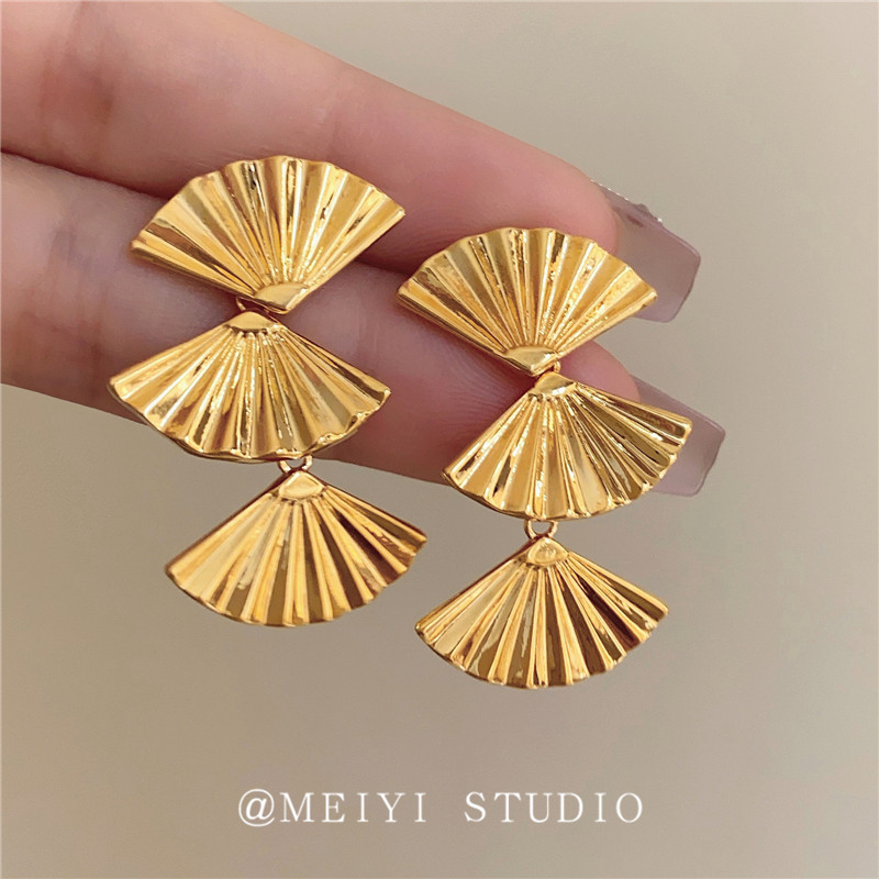 小步舞曲~韩系金属扇形灵动吊坠耳环 高级感轻奢时髦气质小众耳饰,饰品/流行首饰/时尚饰品新,耳环,淘宝优惠券,粉丝福利购,淘宝优惠卷