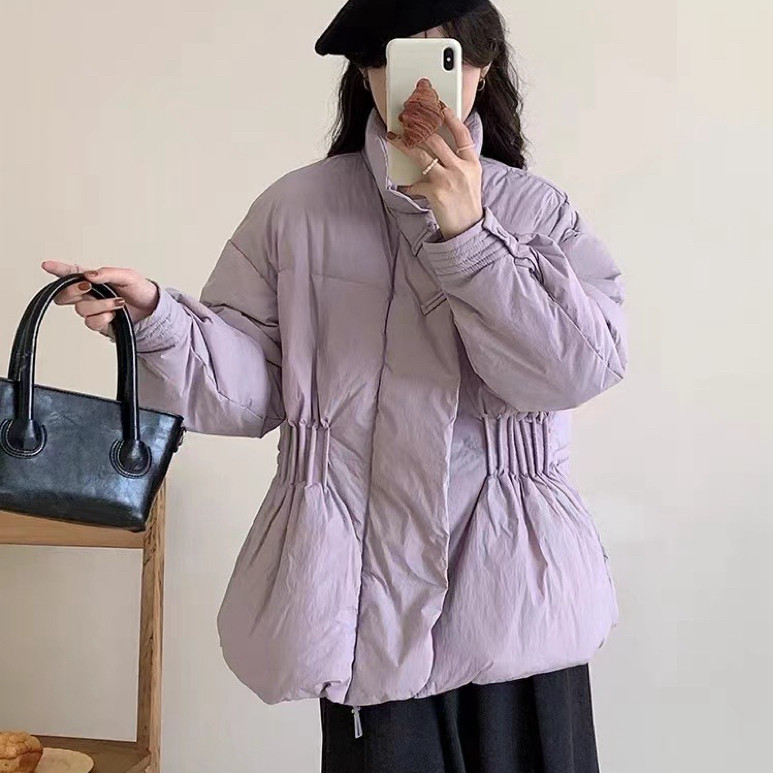 国风盘扣抽绳收腰羽绒服女中长款