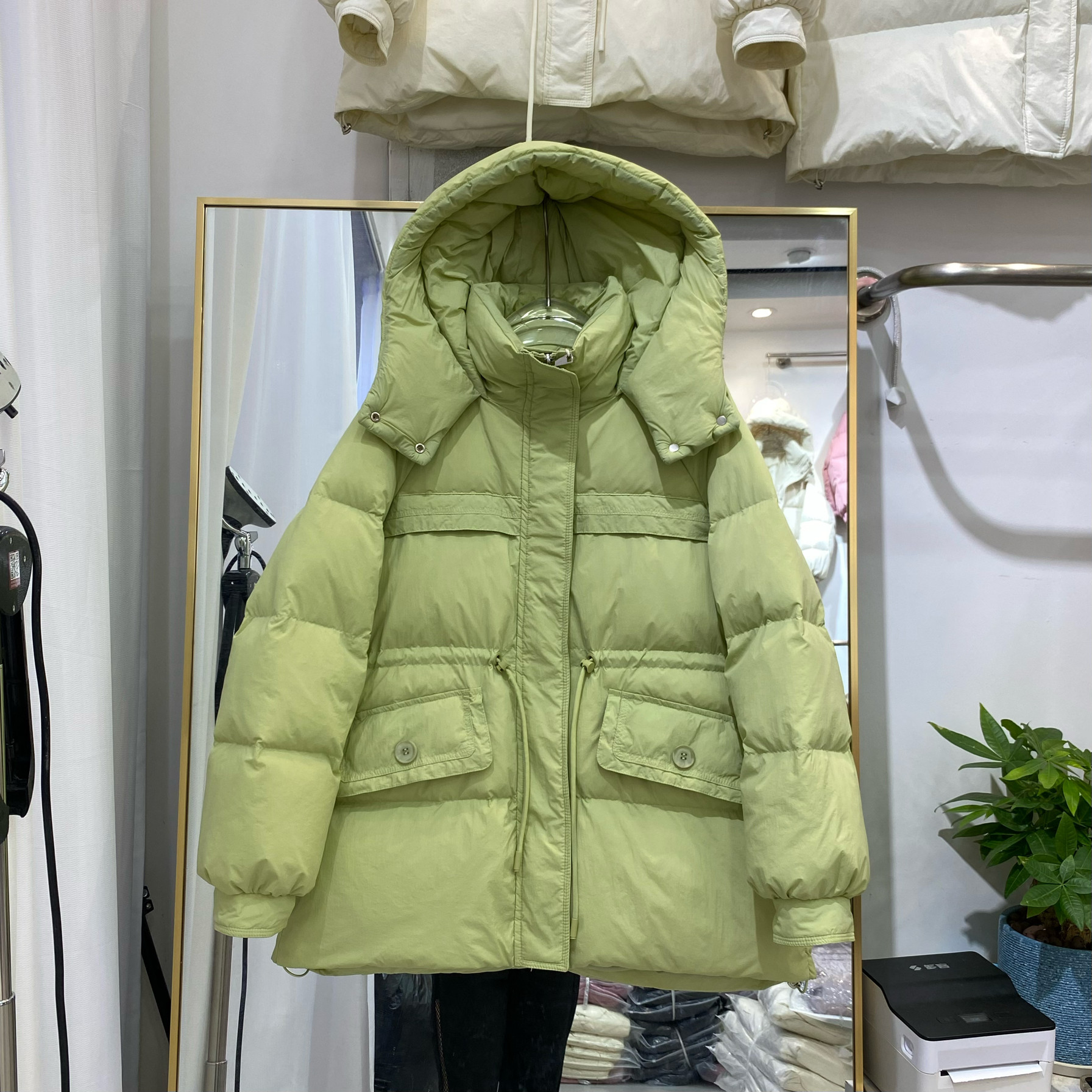 2024新款高级感中长款羽绒服女装姐妹款收腰宽松显瘦冬季学生外套