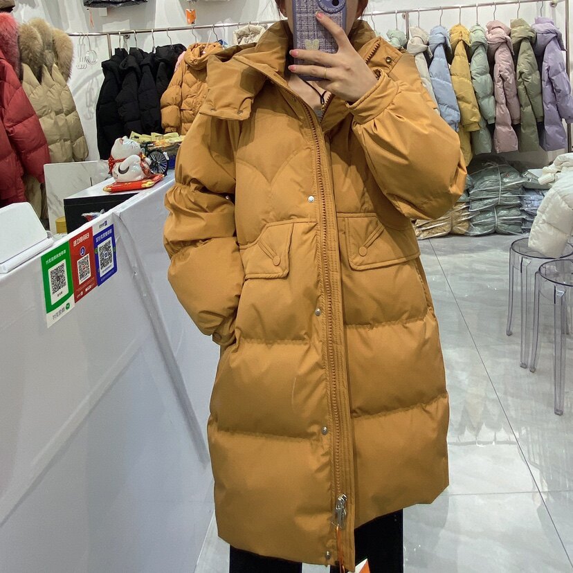 中长款羽绒服连帽外套加厚女士