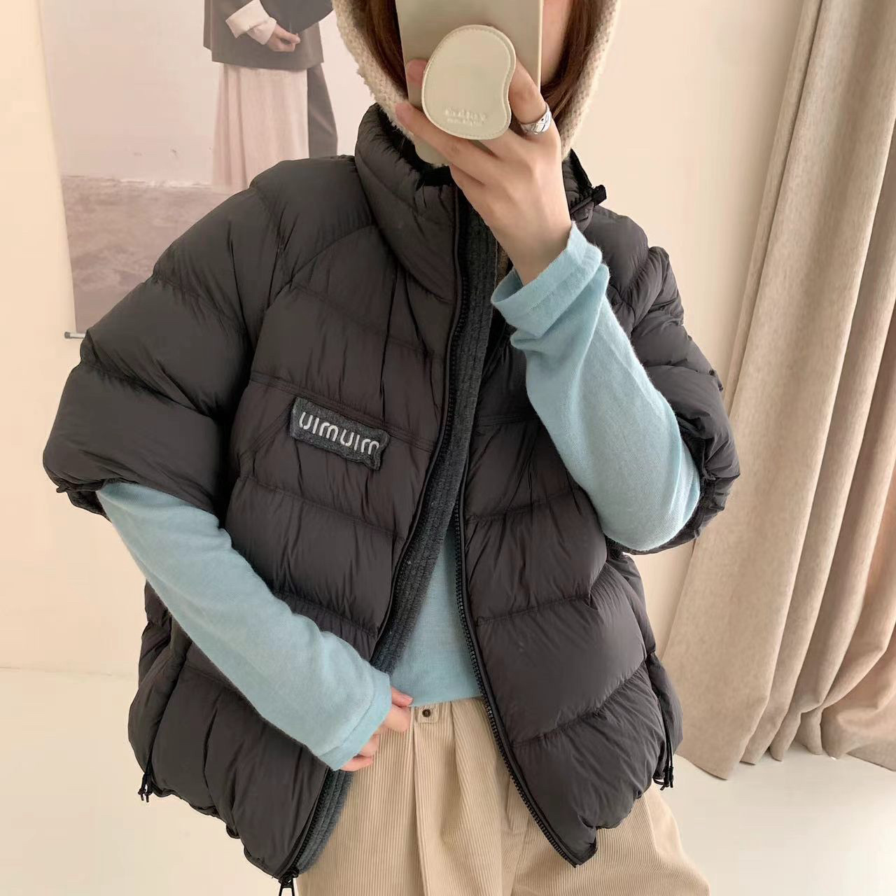 秋冬新款短款立领排骨羽绒服女轻薄保暖90白鸭绒韩版时尚短袖外套