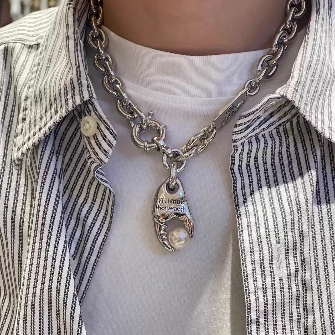 复古做旧土星珍珠蟹项链