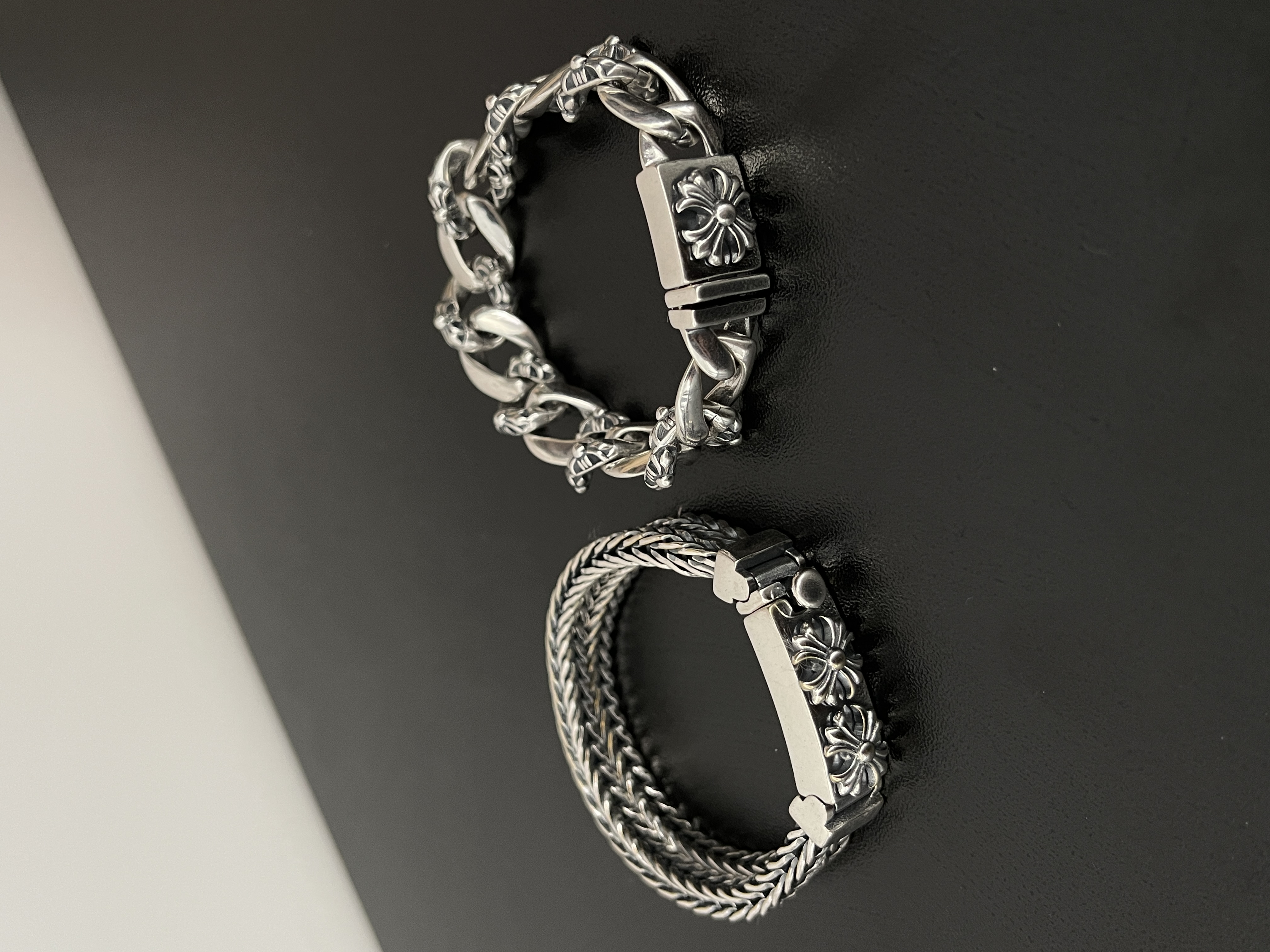 潮牌复古欧美做旧十字架手链