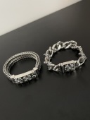 潮牌复古欧美做旧十字架手链男女款 嘻哈朋克复古手环手饰