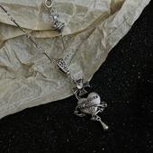 无限循环新款 爱心吊坠女复古做旧项链潮男毛衣链配饰项坠锁骨链