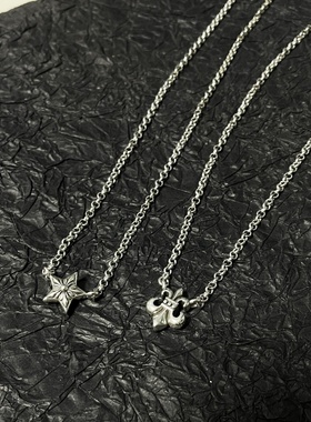 潮牌做旧复古五角星船锚锁骨链潮男女情侣款项链欧美配饰
