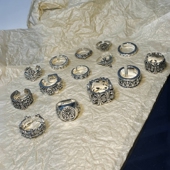 潮牌欧美做旧戒指十字架食指戒船锚男女情侣对戒指环