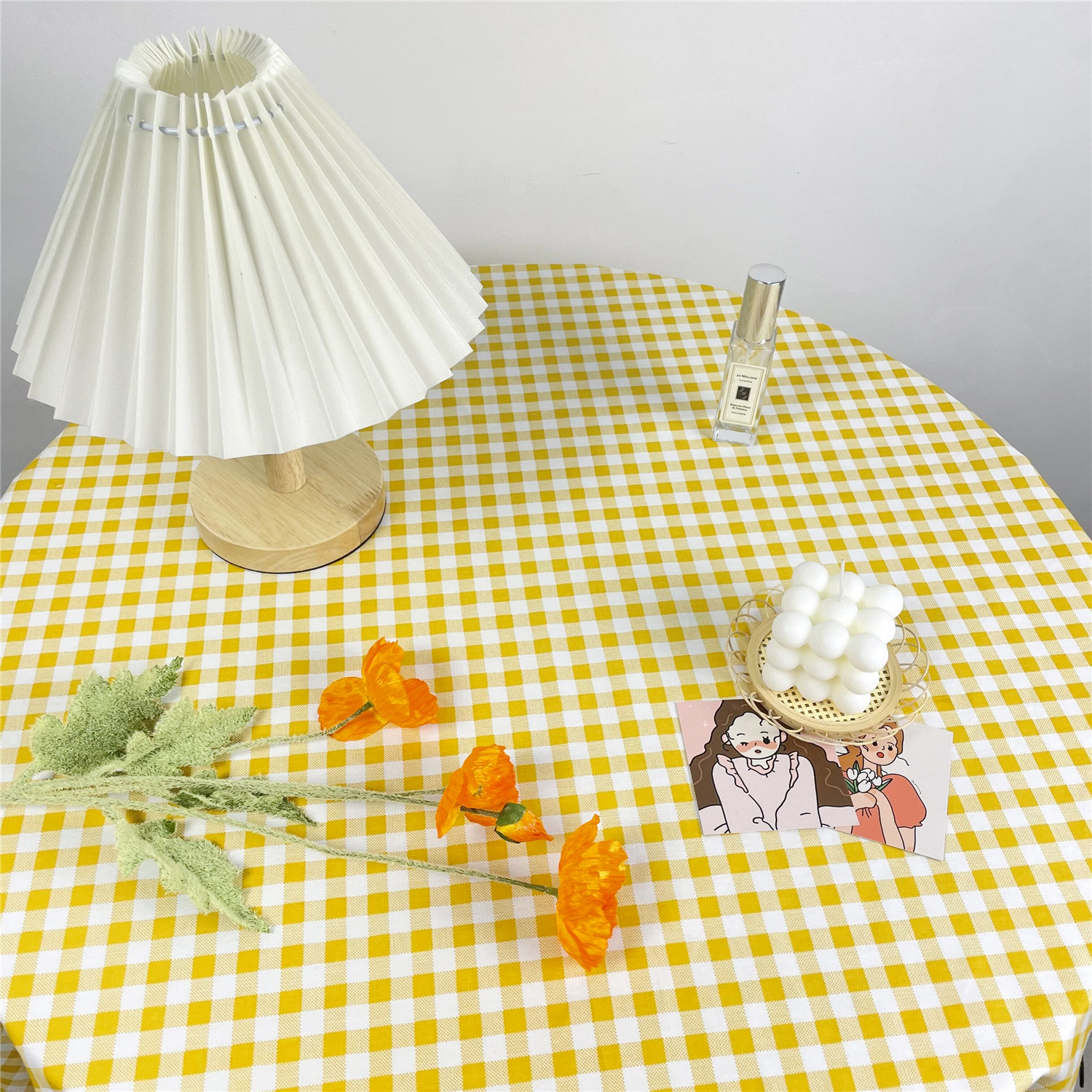 经典黄色格子桌布ins野餐布学生