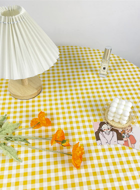 经典黄色格子桌布ins田园野餐布餐桌布艺茶几学生背景学生书桌布