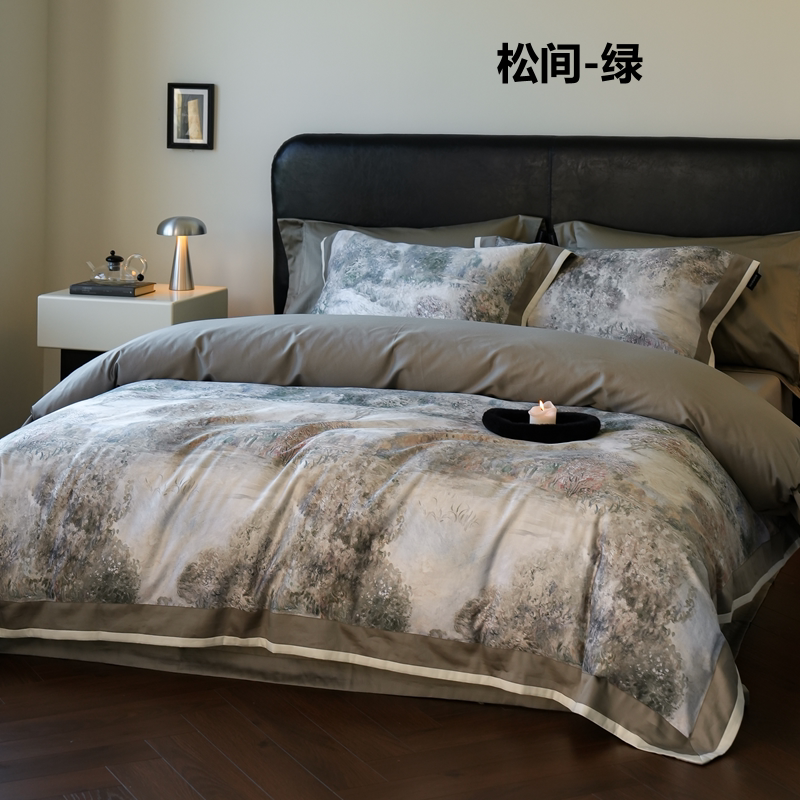 安竹堂100s长绒棉数码印花四件套