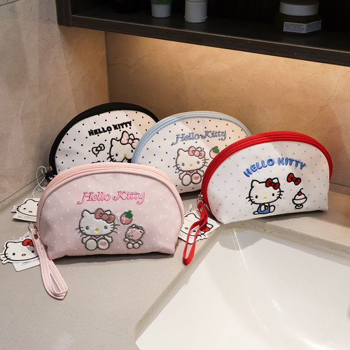 Hellokitty凯蒂猫贝壳形手拎化妆包女可爱便携小巧旅行洗漱收纳包