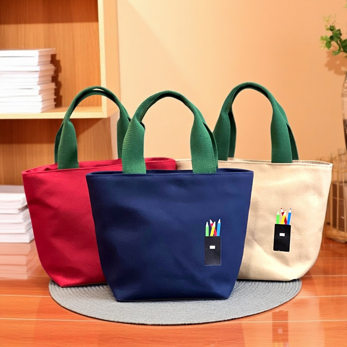 日式帆布拉链手提包饭盒袋子便当包学生手拎小布包上班通勤妈咪包,收纳整理,饭盒袋,淘宝优惠券,粉丝福利购,淘宝优惠卷