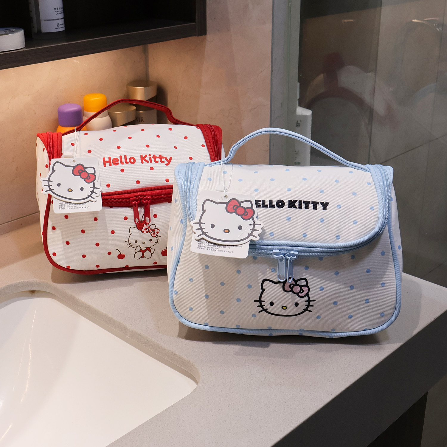 HELLOKITTY凯蒂猫小房子化妆包女分层多口袋旅行手提洗漱收纳包包