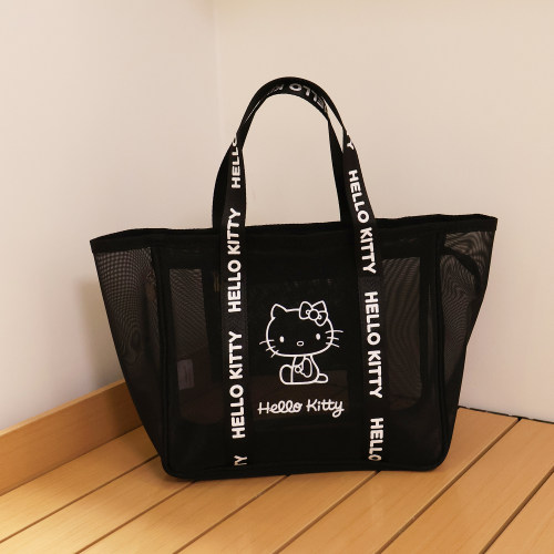 hellokitty镂空透明网纱手提包
