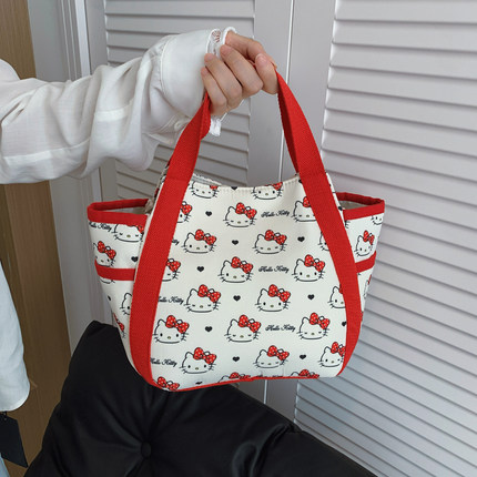 HelloKitty正版布艺手提包可爱高级感化妆包通勤手拎收纳包饭盒袋