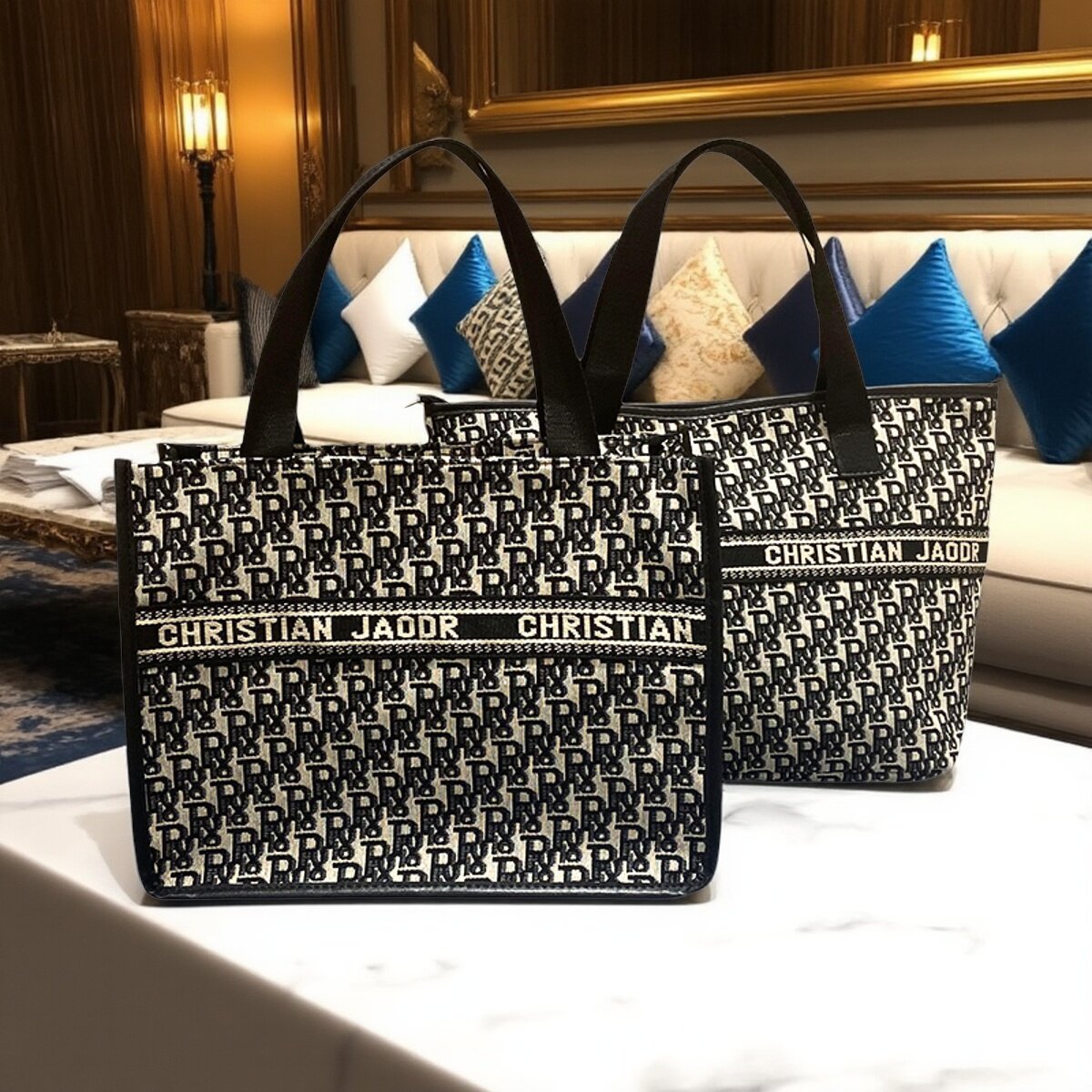 欧美风简约帆布单肩包手提时尚百搭大容量学生购物袋外出妈咪女包