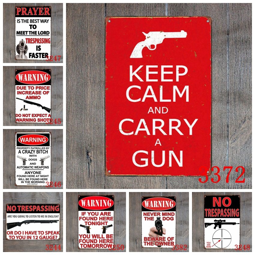 枪 文化 标志牌 铁皮画 个性定制 餐厅 酒吧 跨境 爆品 亚马