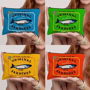 跨境亚马逊卡通可爱日系沙丁鱼罐头造型收纳包化妆包笔袋化妆包