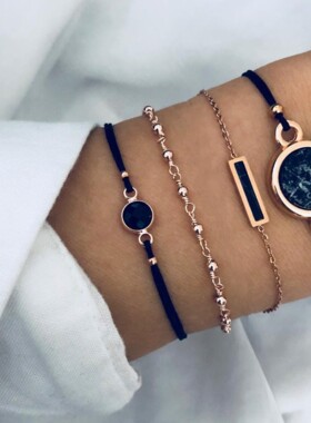 欧美风花纹方块手链