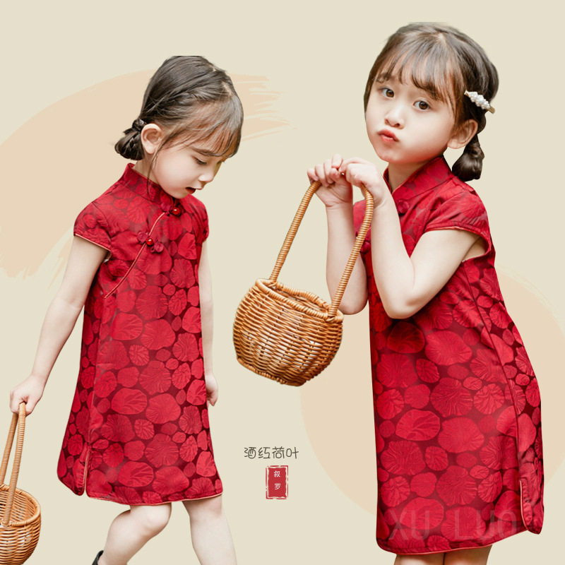 女童旗袍夏季2026新款薄款夏装儿童汉服连衣裙花朵裙子洋气公主裙