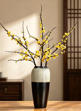 仿真黄色腊梅假花造景树枝插花