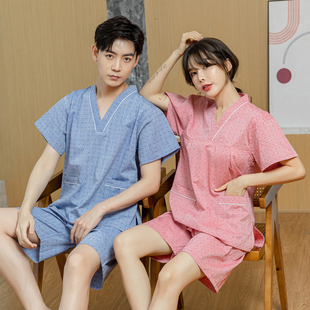 汤泉足疗养生服按摩桑拿浴服家居睡衣 男款 汗蒸服女纯棉情侣装 大码